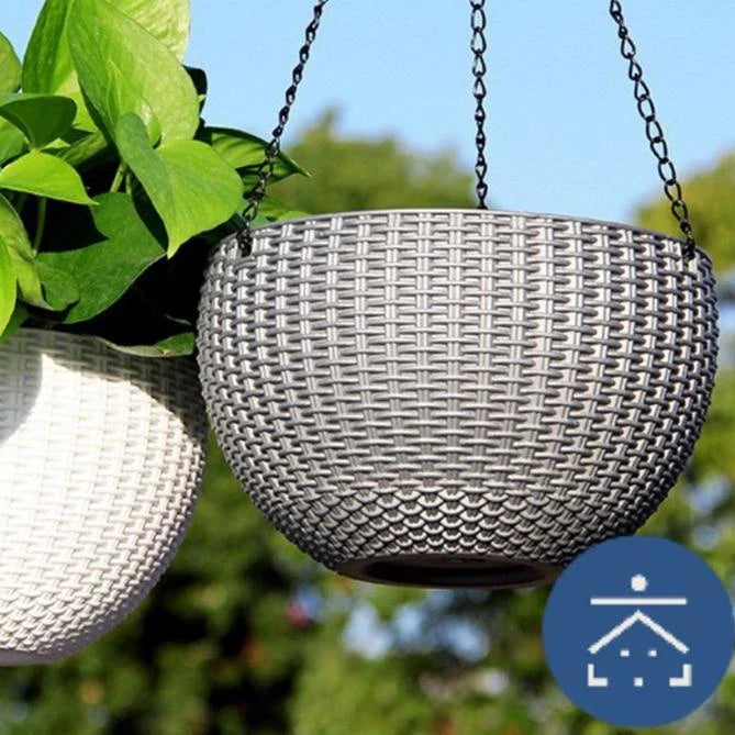 Norvo | Vevd hengende kurv for planter med kjede – Ideell for balkong og hage