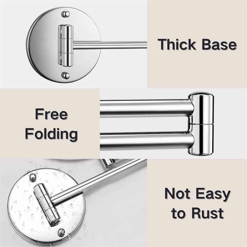 Norvo | Oppladbar veggmontert barberingsspeil | 360° rotasjon. 1X/10X forstørrelse og justerbar LED-belysning for bruk på badet