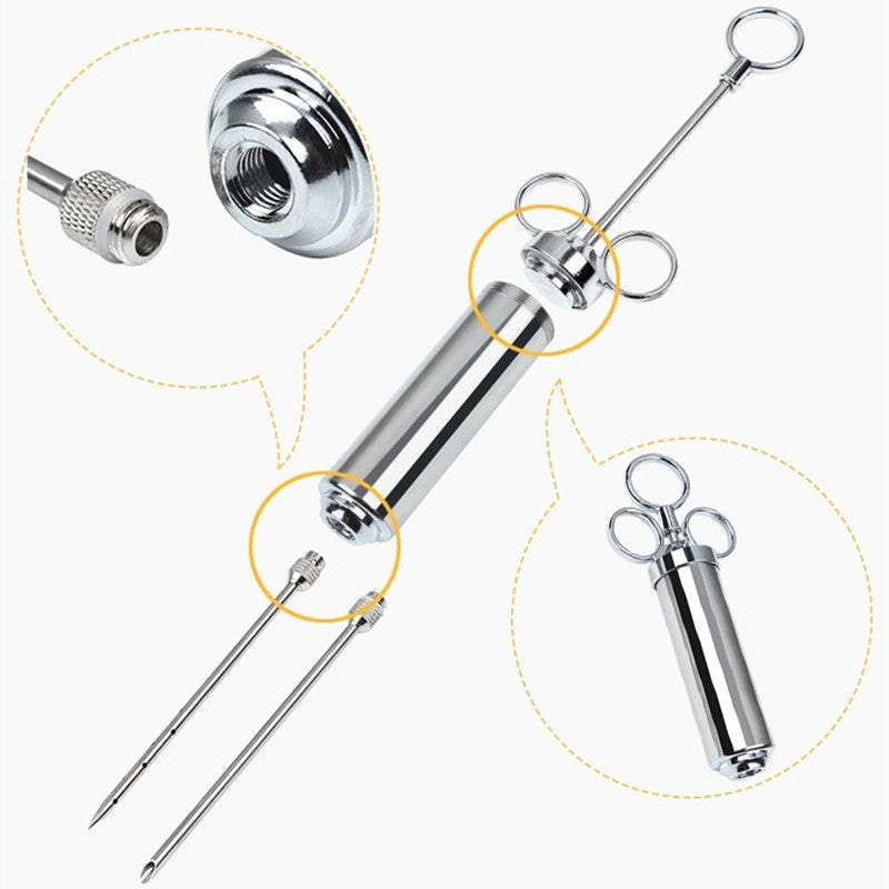 Norvo | Rustfritt Stål Kjøtt Marinade Sprøyte, med 3 Nåler, for Kjøtt, Kalkun, Brisket