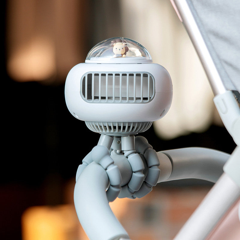 Norvo | Bærbar oppladbar klippevifte til barnevogn, med 130¬∞ svingning & fleksibel tripod