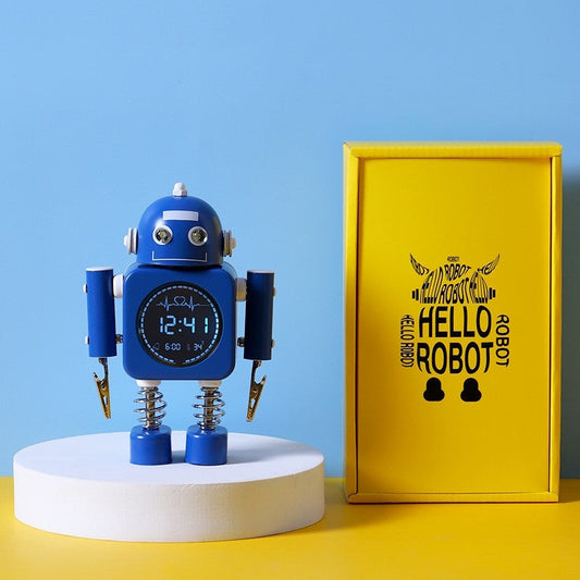 Norvo | Robot Vekkerklokke, Lettlest Digitalt Display, Behagelige Lyder & Temperatur
