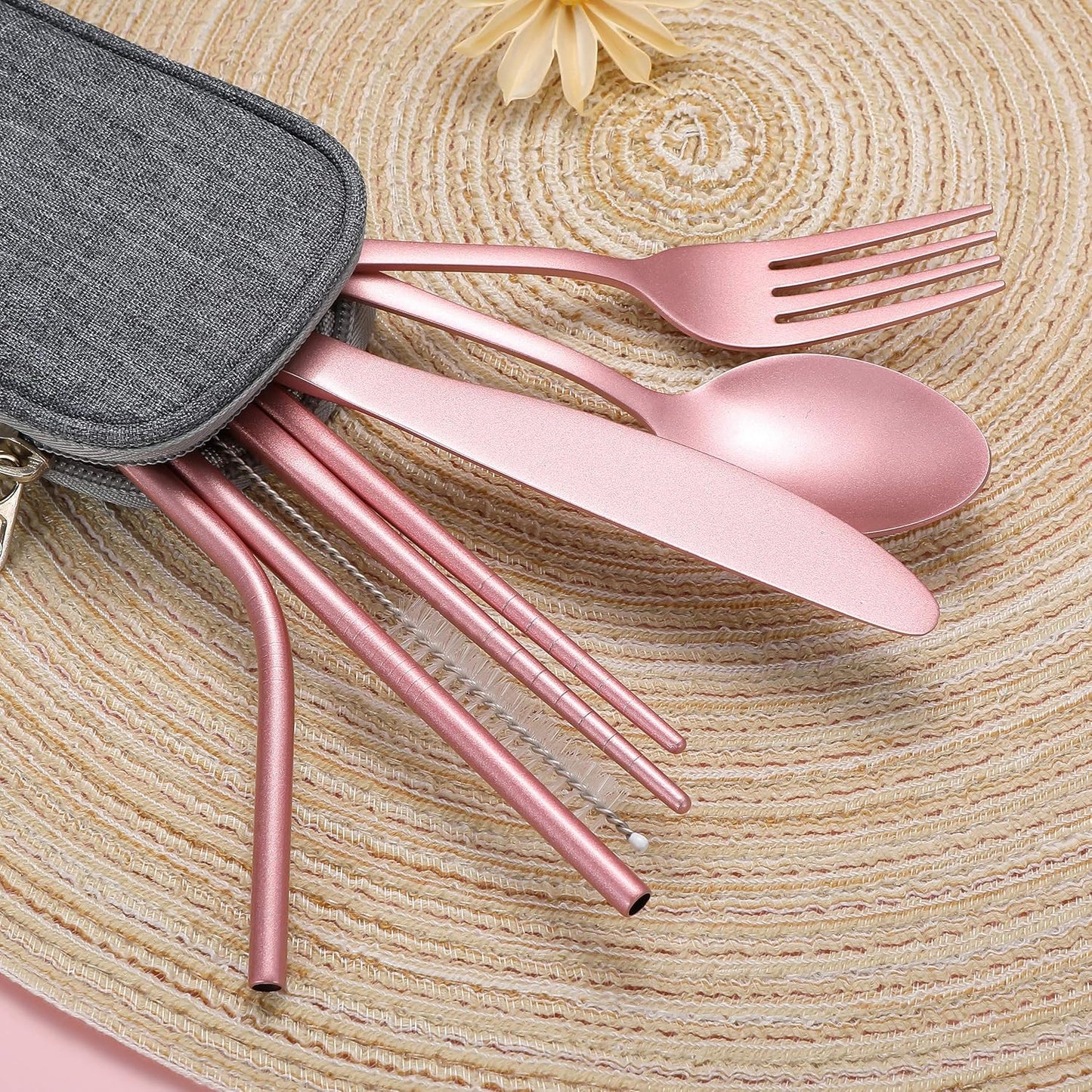 Norvo | Bestikksett GoCutlery | 4-delt for på farten | Rustfritt stål & BPA-fritt | Med transportcase