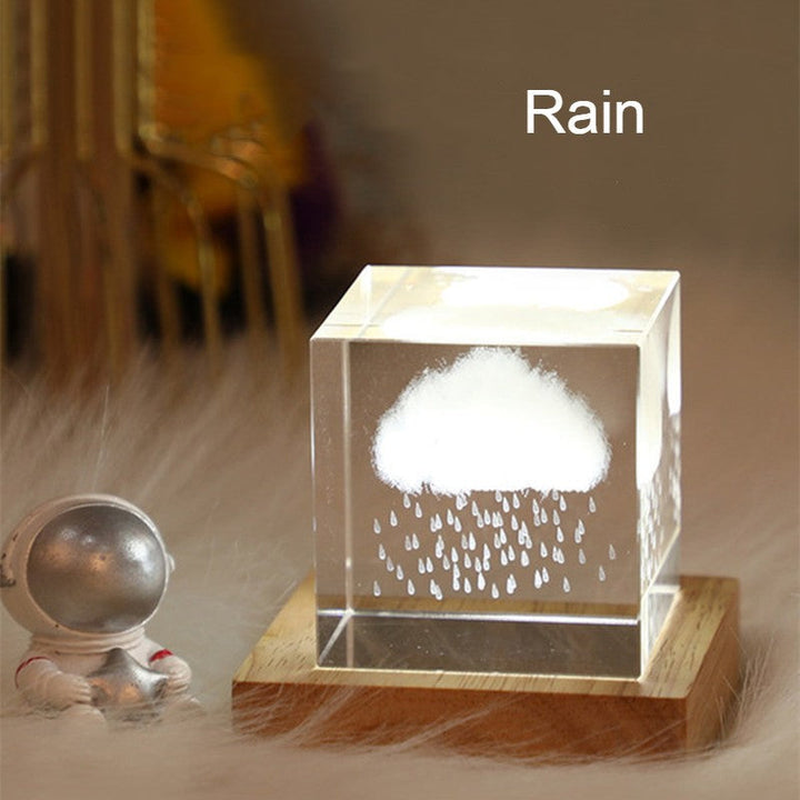 Norvo | 3D Galaxy Krystall Glass Cube med Ladelig Fargerik Lysbase, for Gave & Hjem Dekorasjon