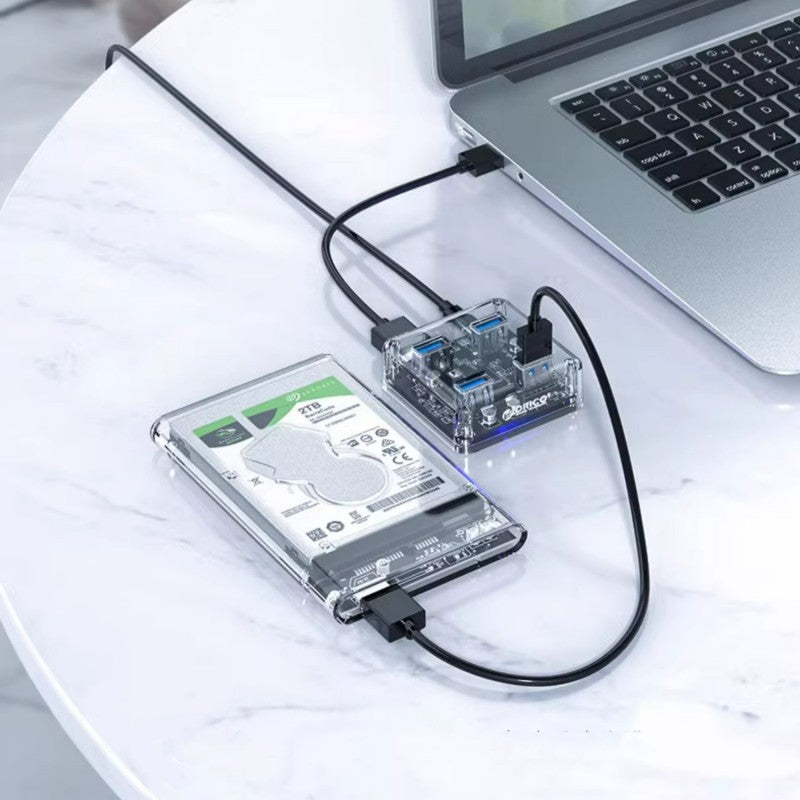 Norvo | Transparent Minimalist 4-Port USB 3.0 Utvidelsesdokk