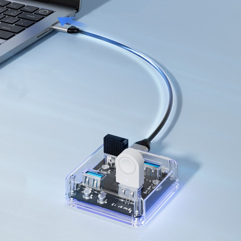 Norvo | Transparent Minimalist 4-Port USB 3.0 Utvidelsesdokk