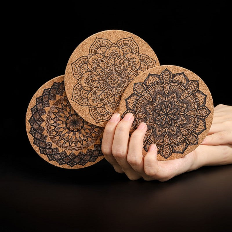 Norvo | Retro Print Varmeresistente, Rutsjefrie, Og Absorberende Korkunderlag (Blandet Sett av 4)