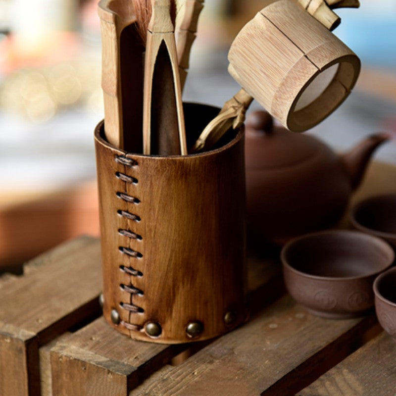 Norvo | Håndlaget vegetabilsk garvet lær pennholder skrivebord dekorasjon