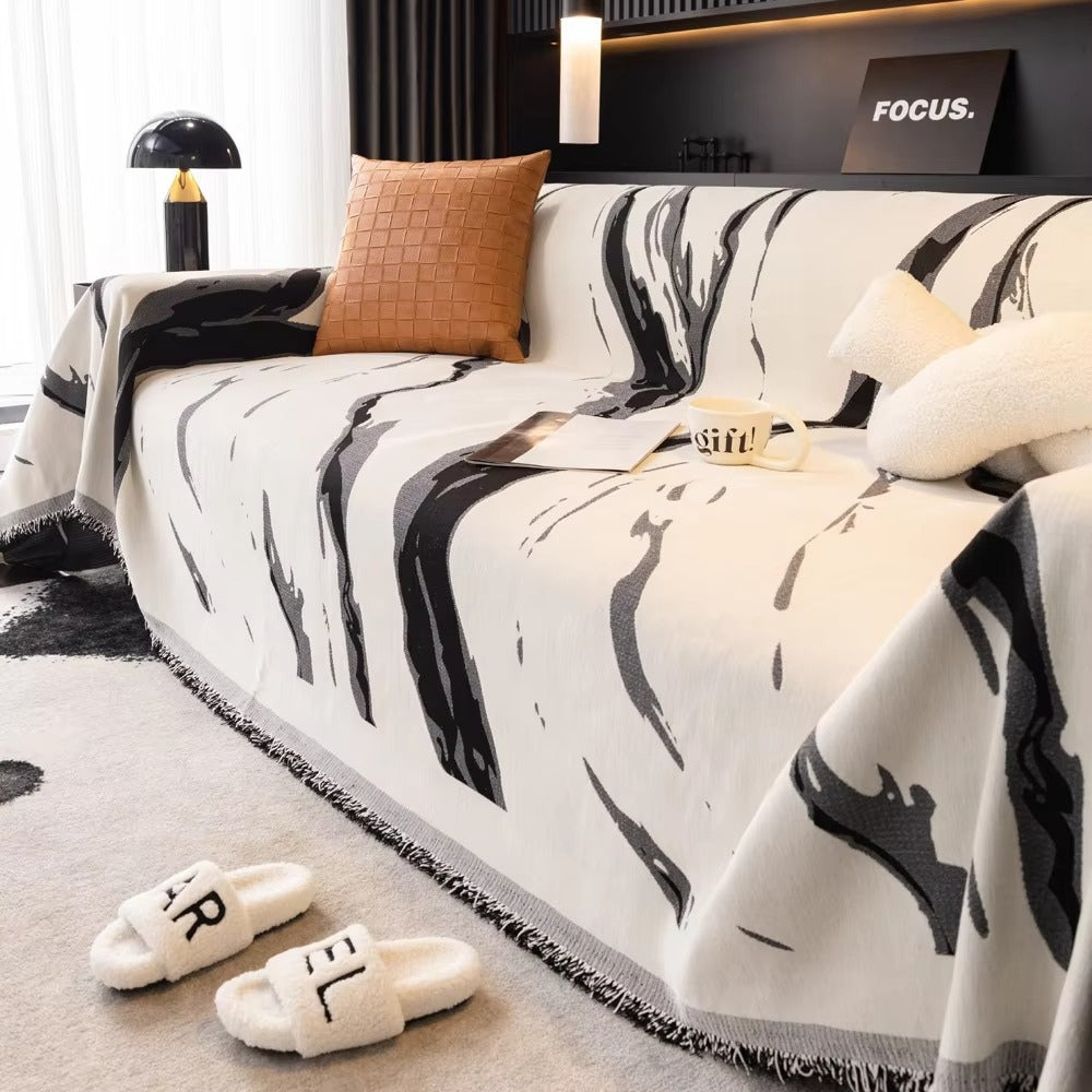 Norvo | Abstrakt Penselstrøk Chenille Sofatrekk