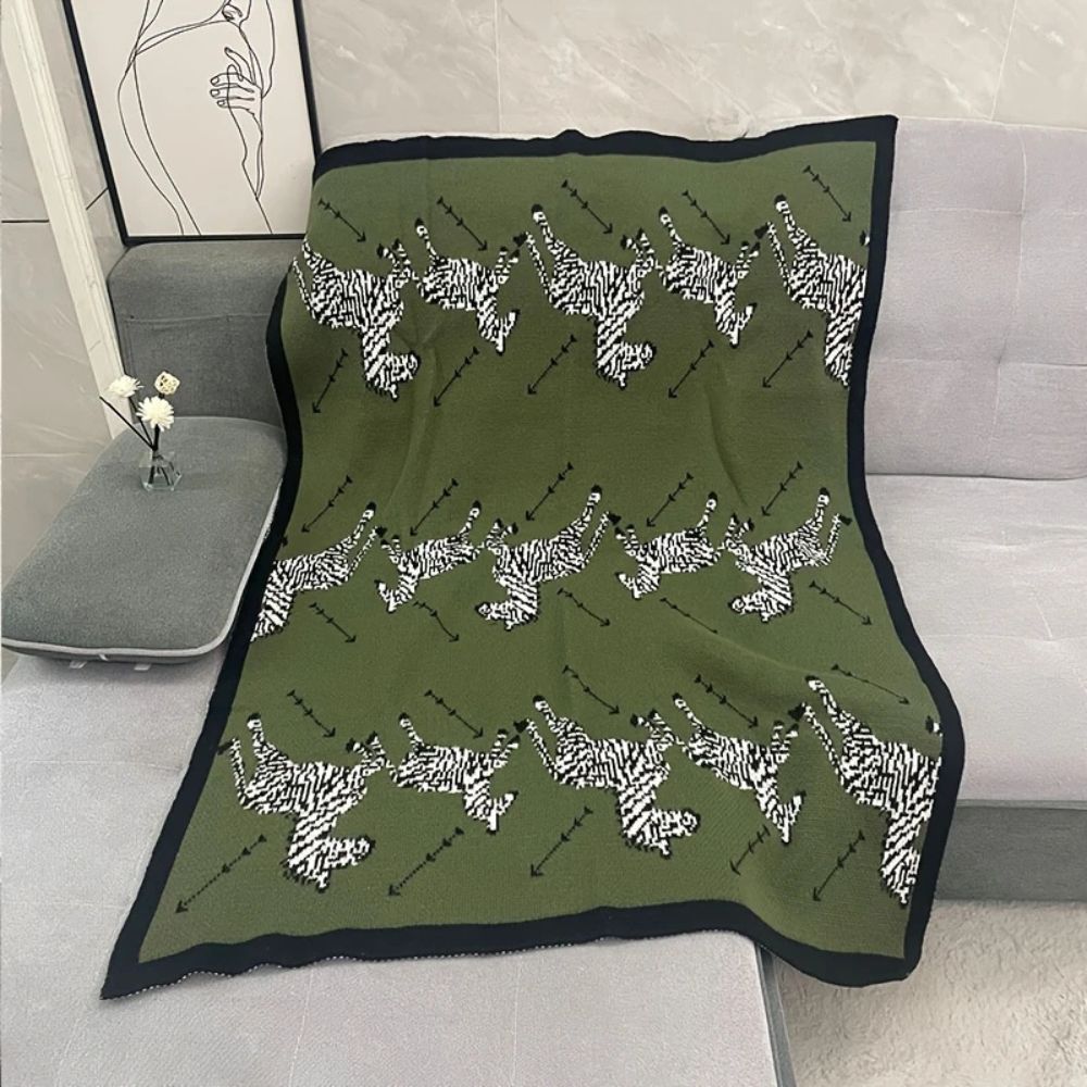 Norvo | Akryl Vintage Vill Zebra Strikket Teppe