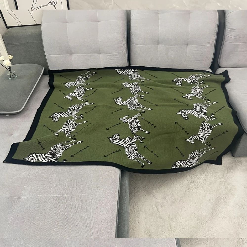 Norvo | Akryl Vintage Vill Zebra Strikket Teppe