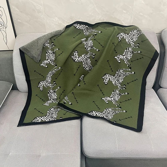 Norvo | Akryl Vintage Vill Zebra Strikket Teppe