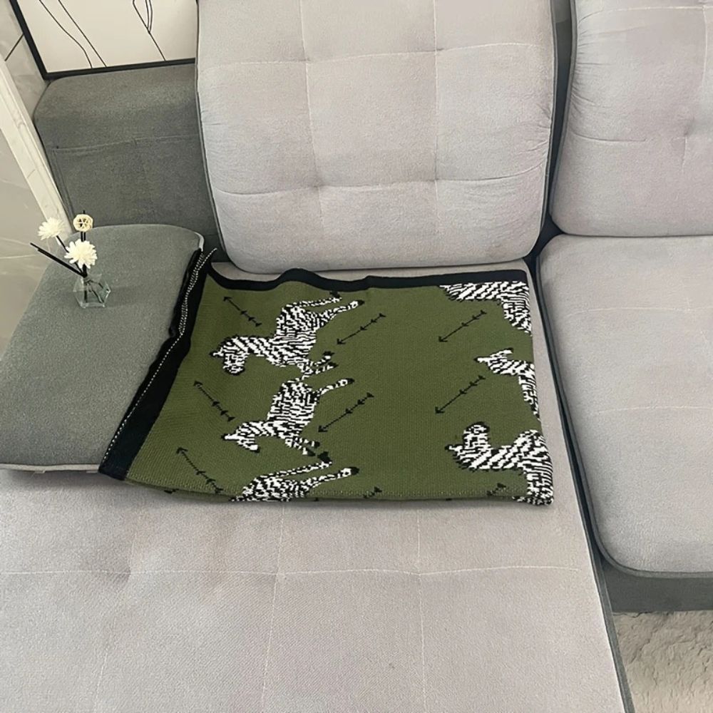 Norvo | Akryl Vintage Vill Zebra Strikket Teppe