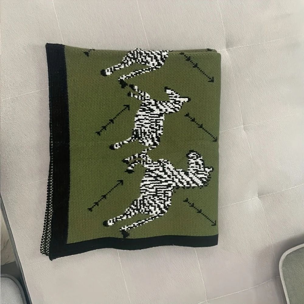 Norvo | Akryl Vintage Vill Zebra Strikket Teppe