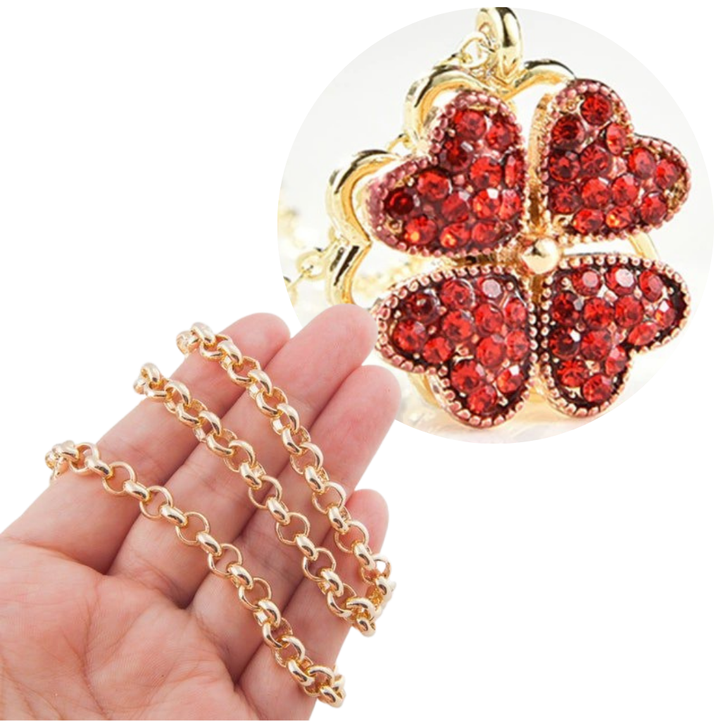 Justerbart halskjede med 4 kløverhjerter