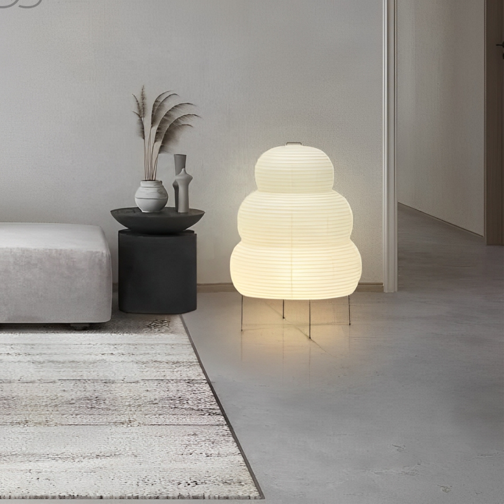 Norvo | Zen Gulvamp – Japansk Wabi-Sabi Stil med 3-modus Dimmbar LED Lys