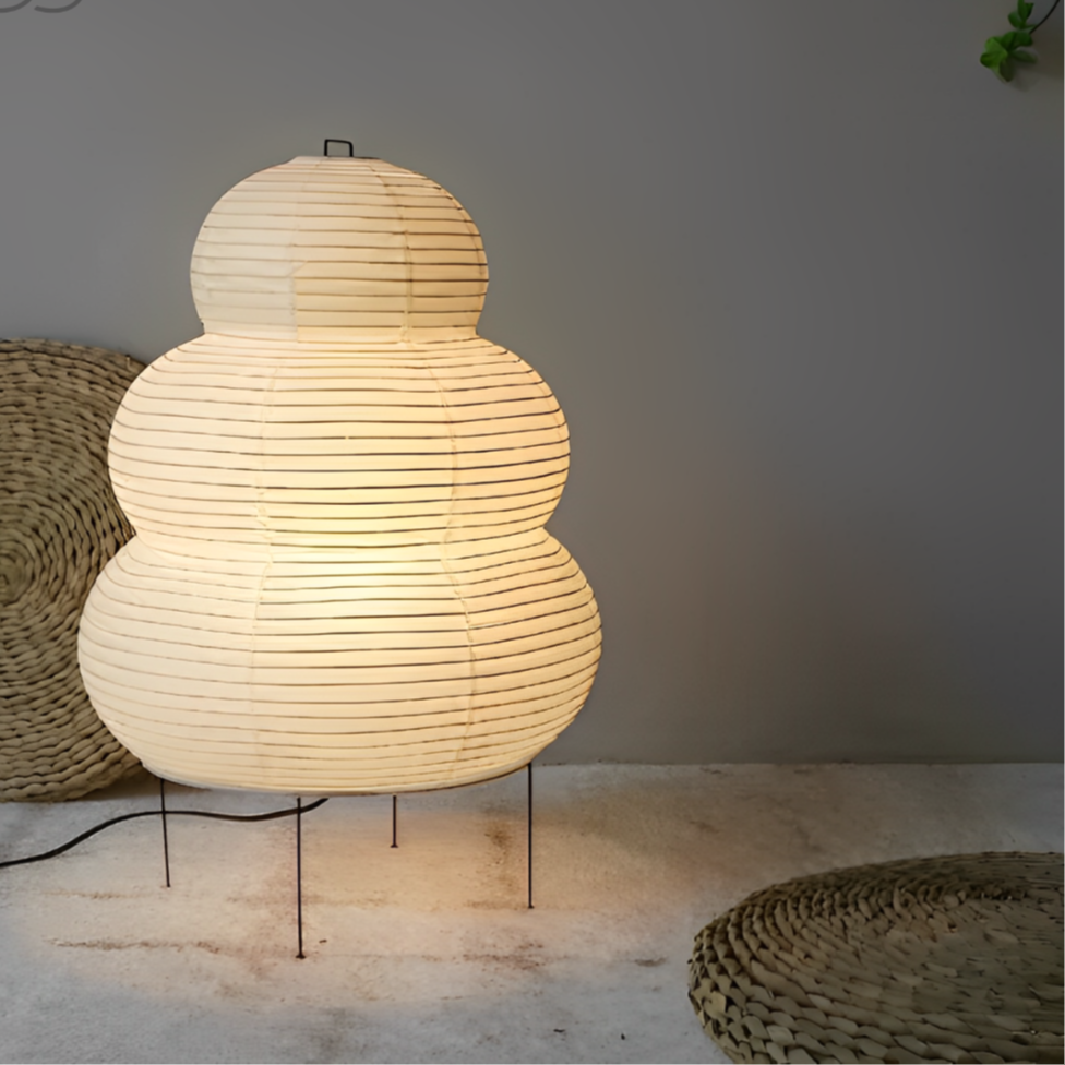 Norvo | Zen Gulvamp – Japansk Wabi-Sabi Stil med 3-modus Dimmbar LED Lys