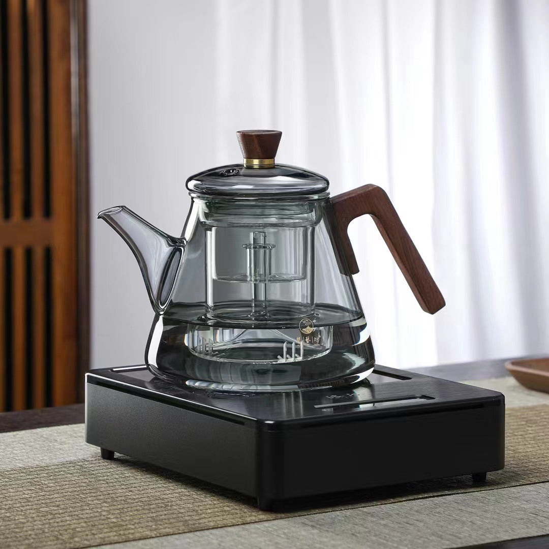 Norvo | Aetheris Glass Brew Tekanne – Varmeresistent Glass Tekanne med Trehåndtak & Infuser (900ml)