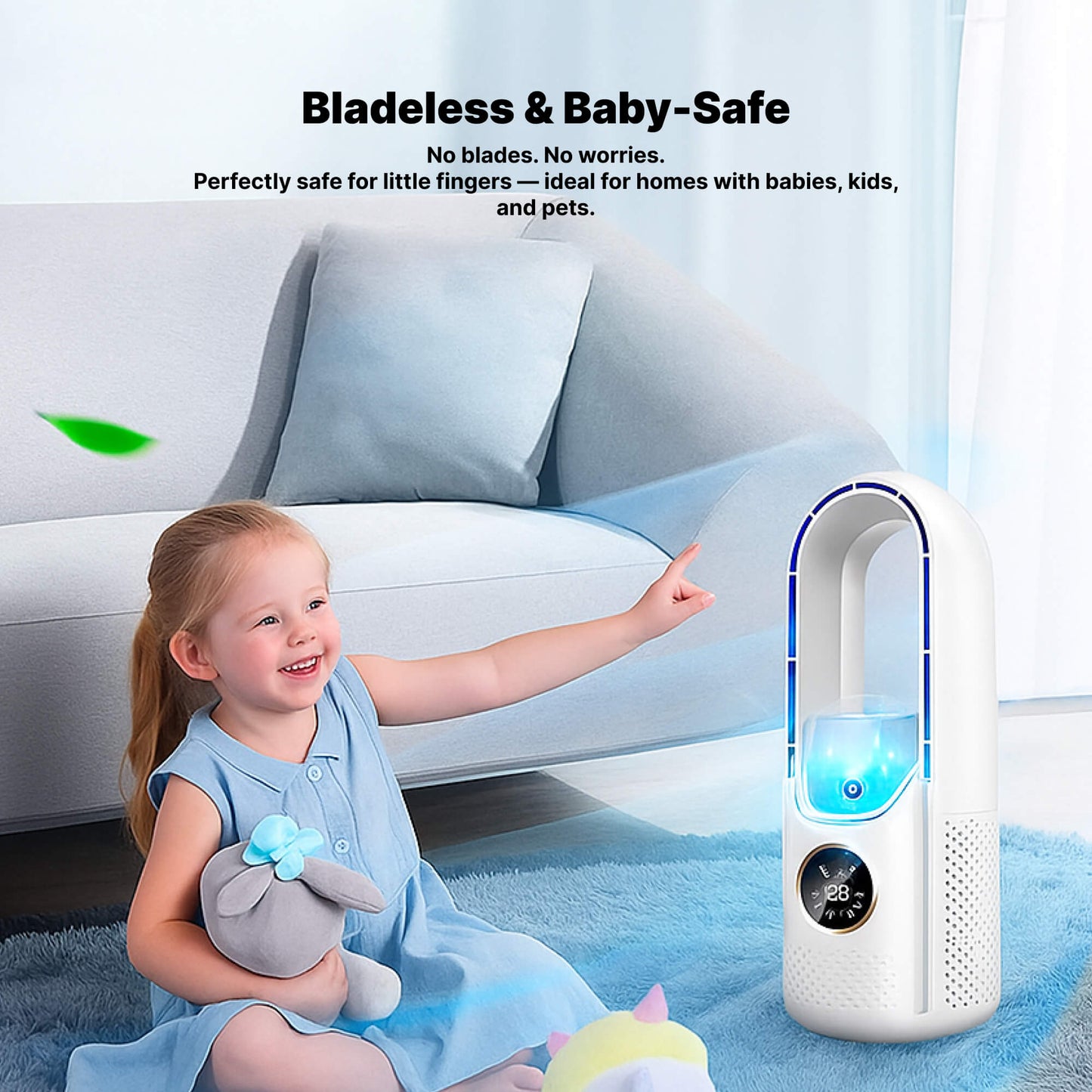 Norvo | Bladeless Portable Air Conditioner | Ultra-Stille, Ergonomisk Design & Ideell for Hjem- og Kontorbruk