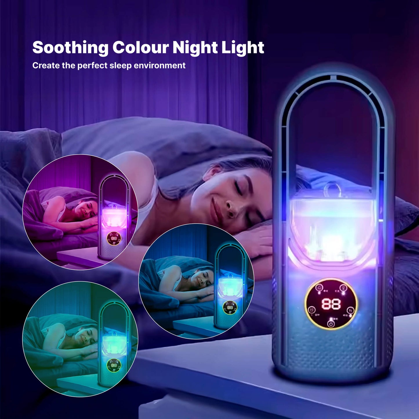 Norvo | Bladeless Portable Air Conditioner | Ultra-Stille, Ergonomisk Design & Ideell for Hjem- og Kontorbruk