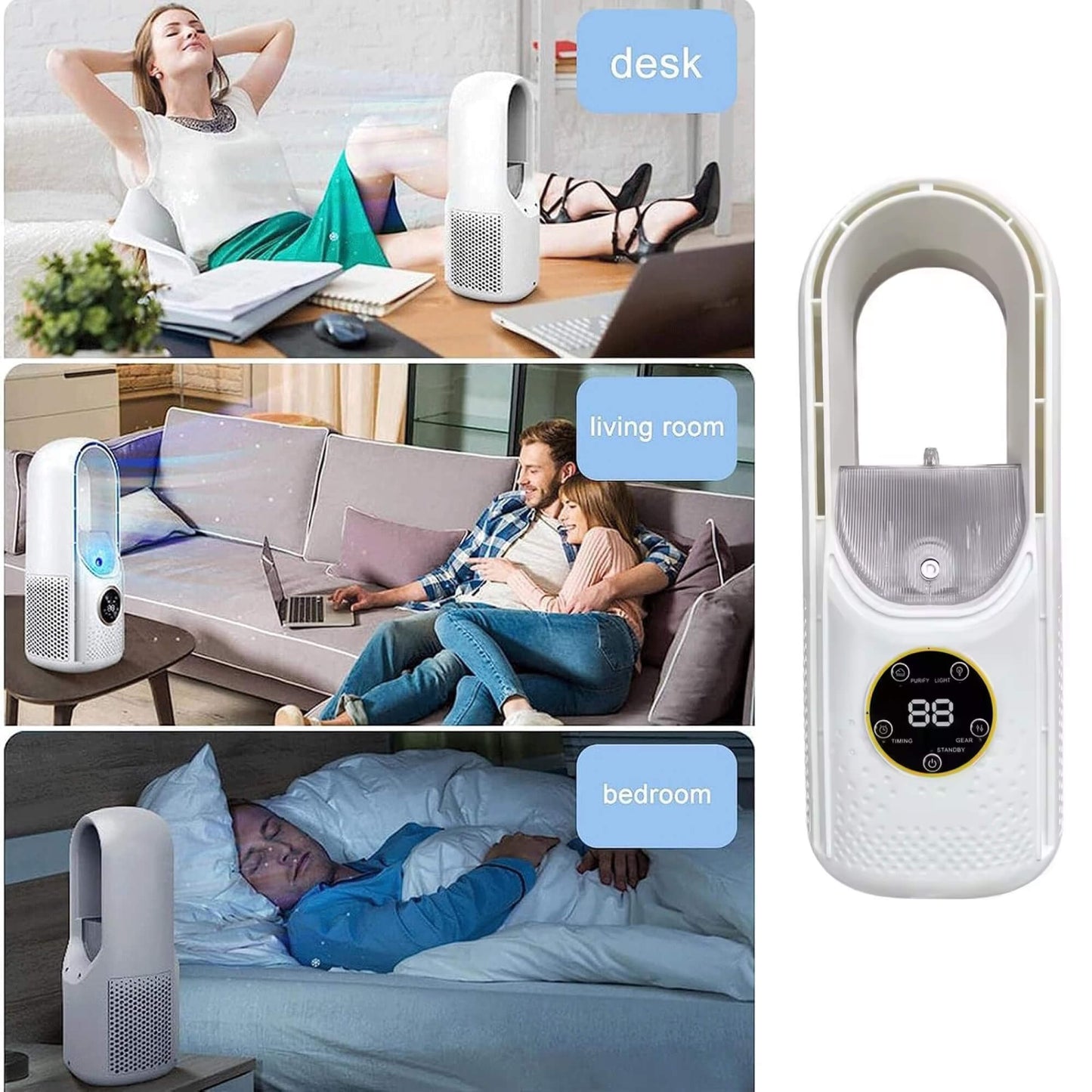 Norvo | Bladeless Portable Air Conditioner | Ultra-Stille, Ergonomisk Design & Ideell for Hjem- og Kontorbruk