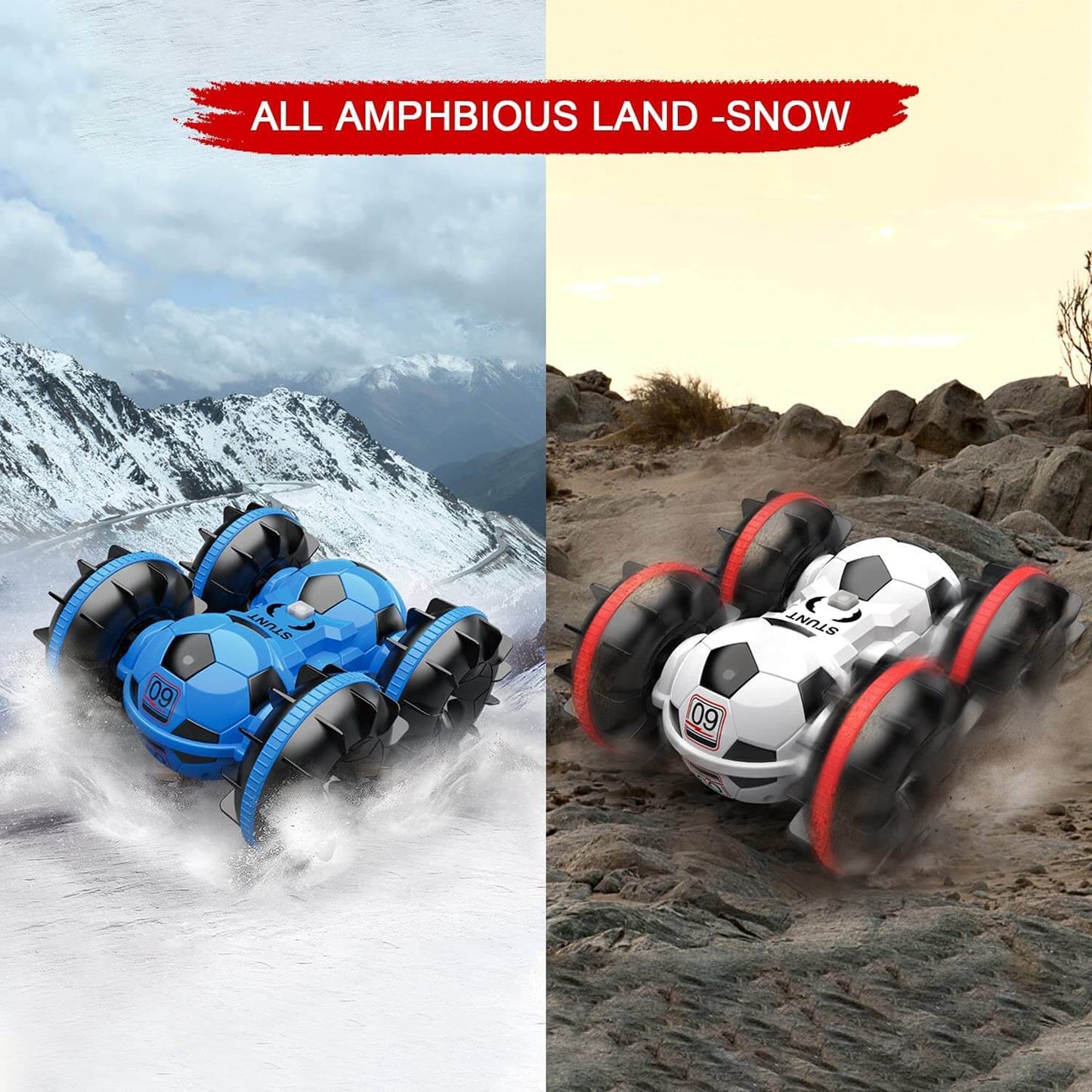 Norvo | Amfibisk Fjernstyrt Bil, Alt-Terreng Fotball, Fjernstyrt Båt, Bassengleketøy, Gave til Gutter og Jenter