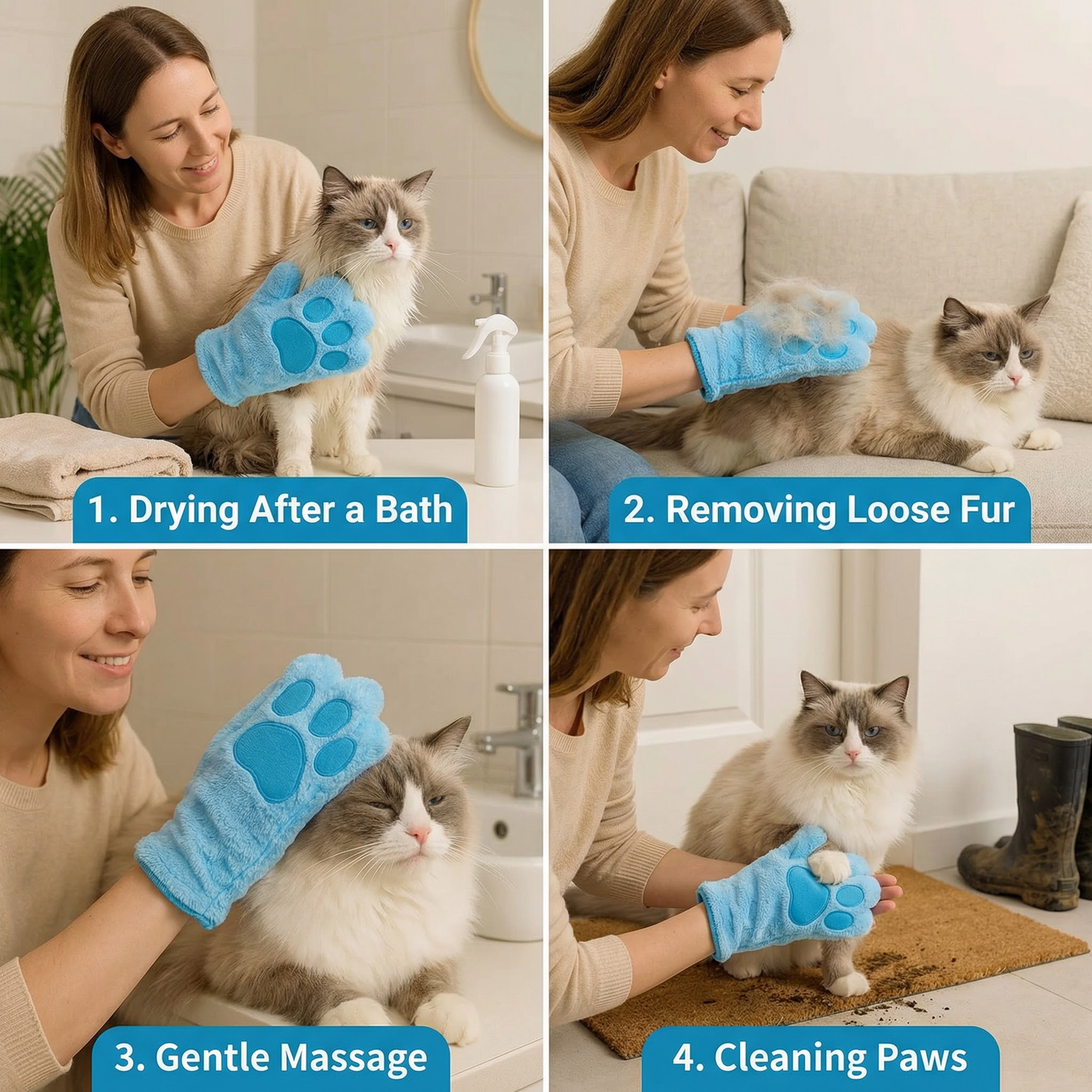 Dyrepleie mikrofiberhanske – tørr badelaken & pelsrengjøring for katter Norvo