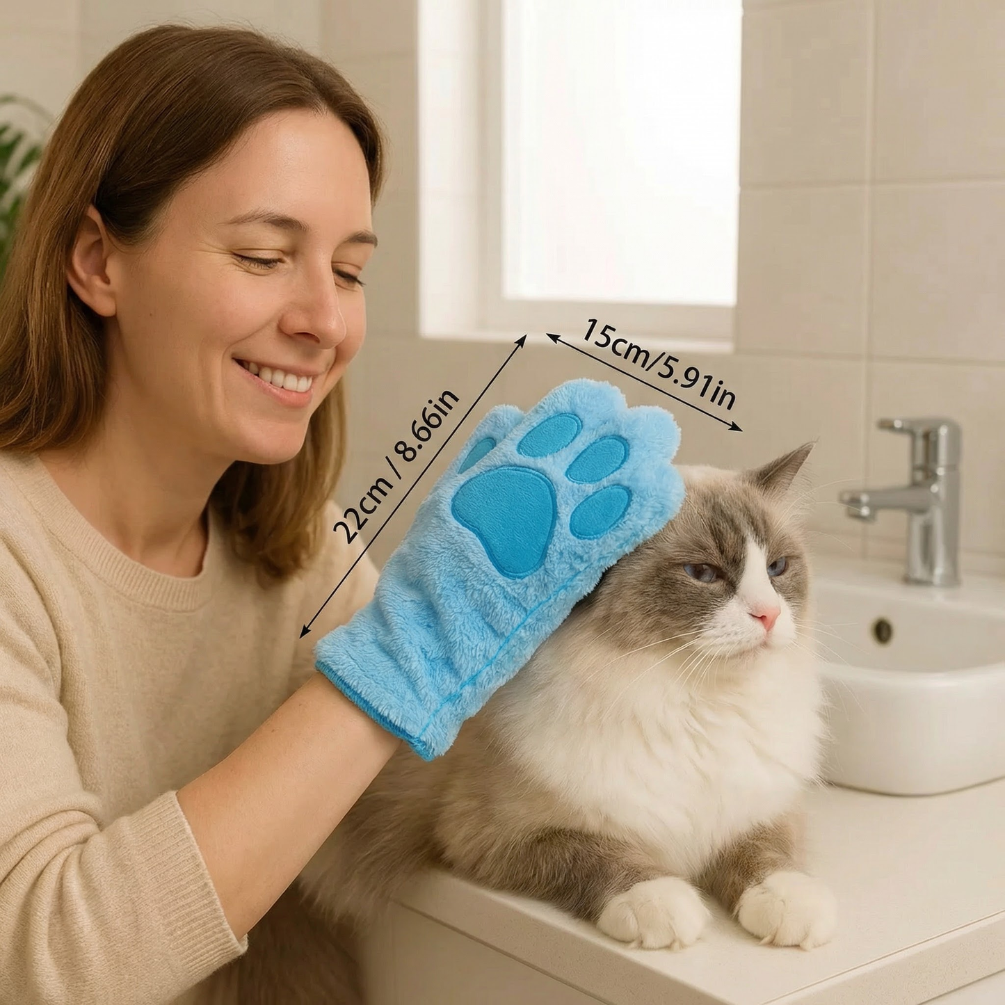 Dyrepleie mikrofiberhanske – tørr badelaken & pelsrengjøring for katter Norvo
