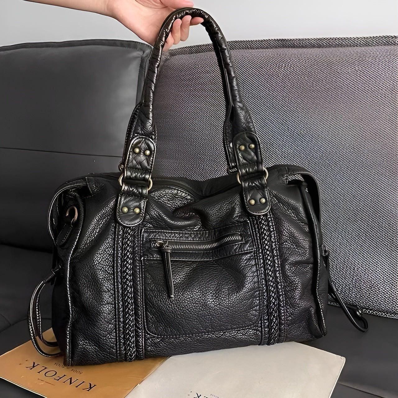 Norvo | Ekte skinn skulderveske – Elegant og slitesterk håndveske for arbeid og hverdagsbruk