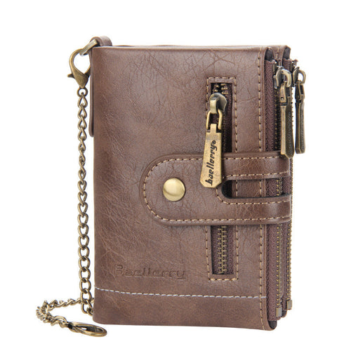 Norvo | Men’s RFID-lommebok med kjede, retro bifold kortholderlommebok