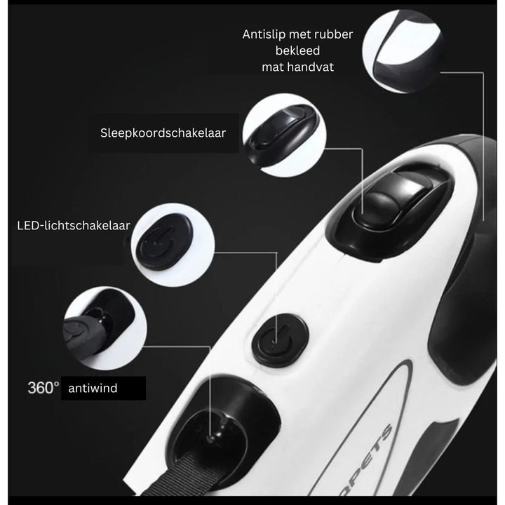 SafePaw - Luksus LED Utvidbar Hundebånd med Ergonomisk Håndtak Norvo