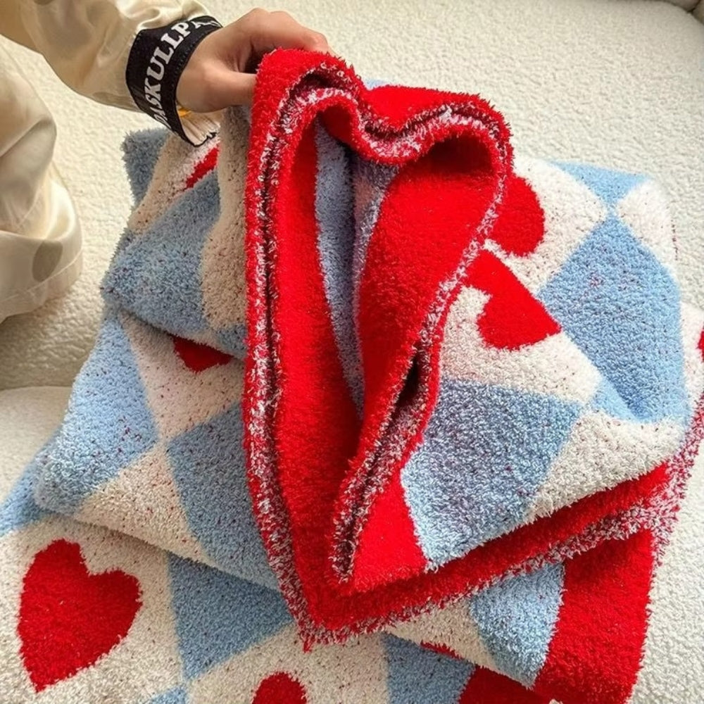 Norvo | Argyle Scarlet Heart Soft Blanket