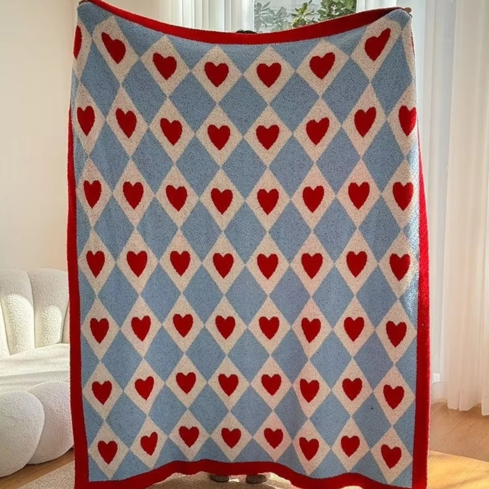 Norvo | Argyle Scarlet Heart Soft Blanket