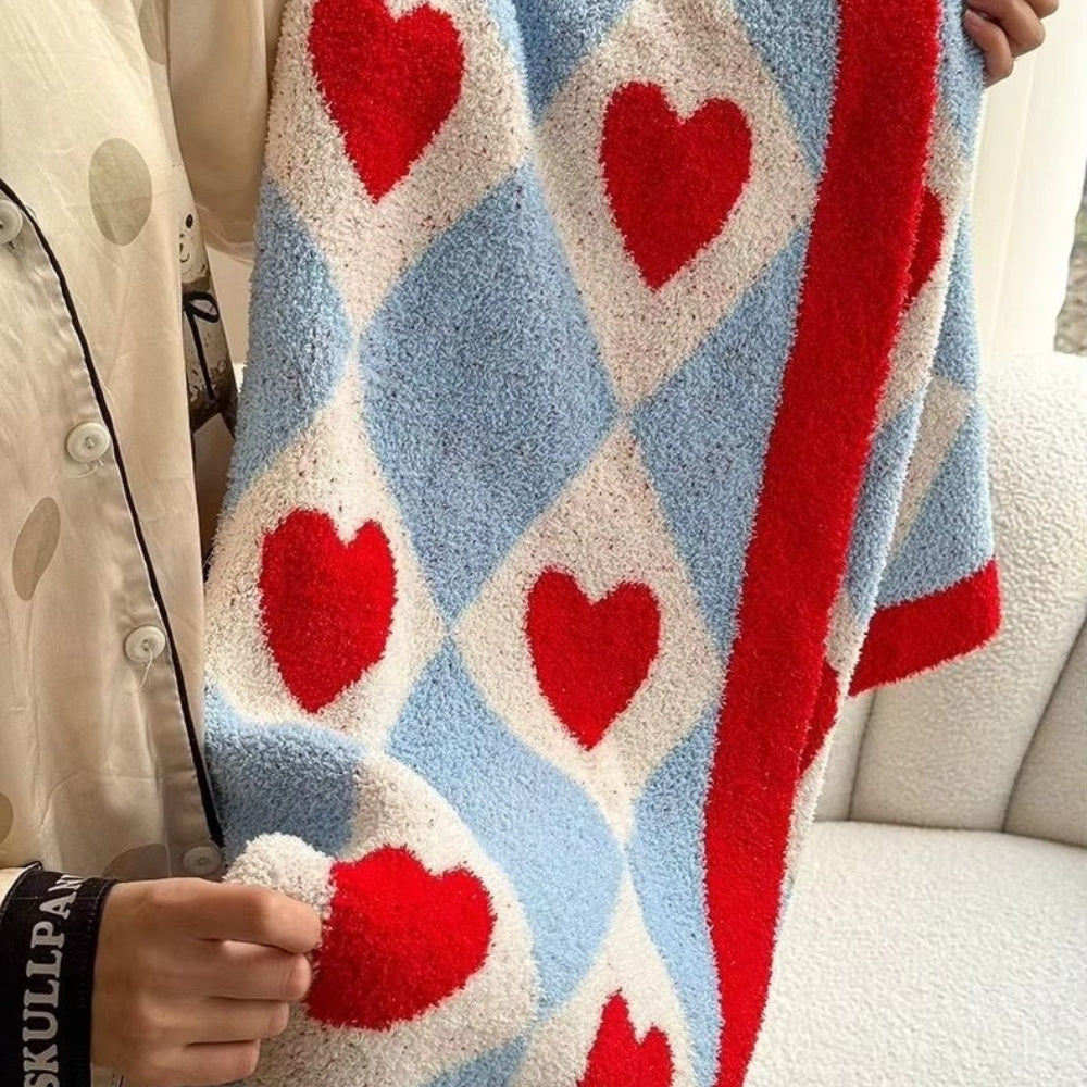 Norvo | Argyle Scarlet Heart Soft Blanket