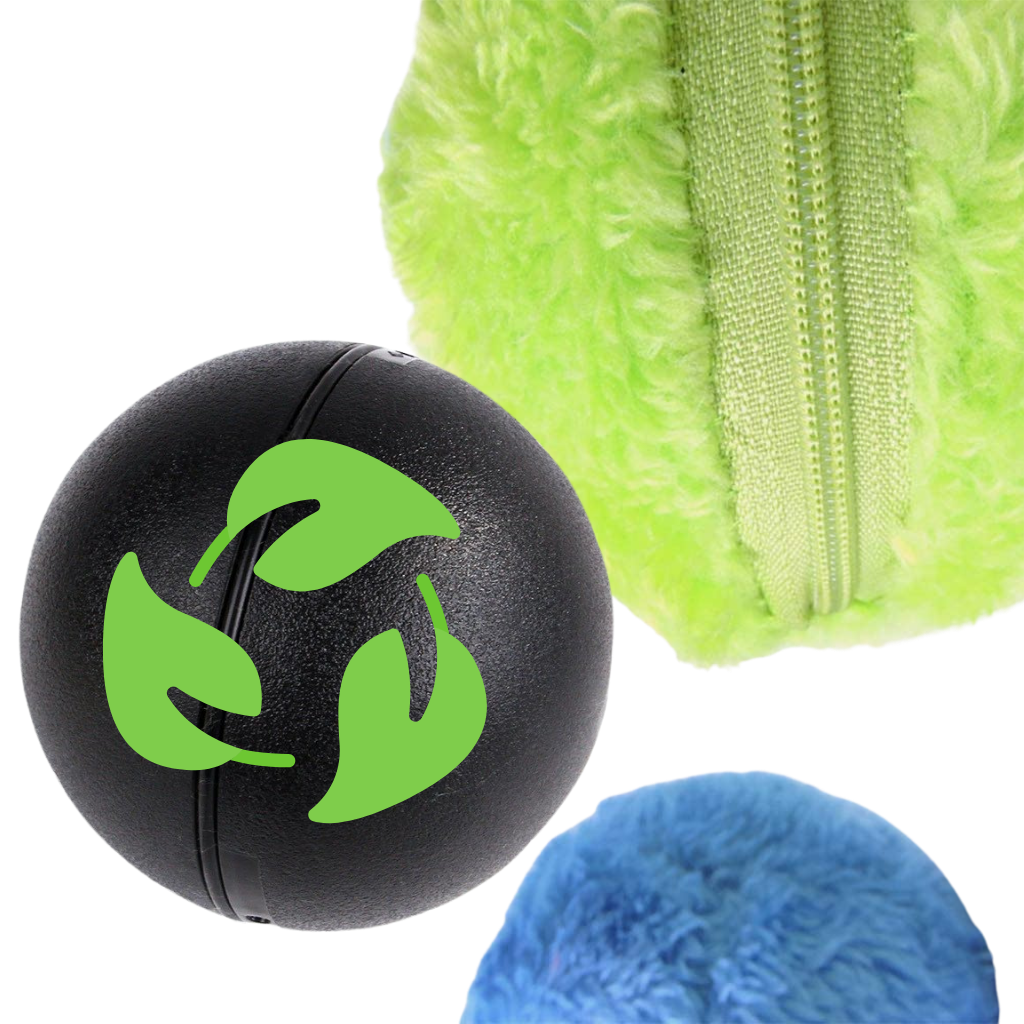 Automatisk rullende ball til hund, med utskiftbare trekk