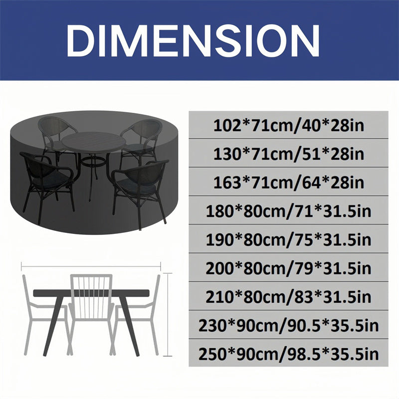 Norvo | Rund Vanntett Møbelbeskyttelse til Hage | Tung-duty, UV-bestandig & Justerbar for Utendørsbord og Stoler