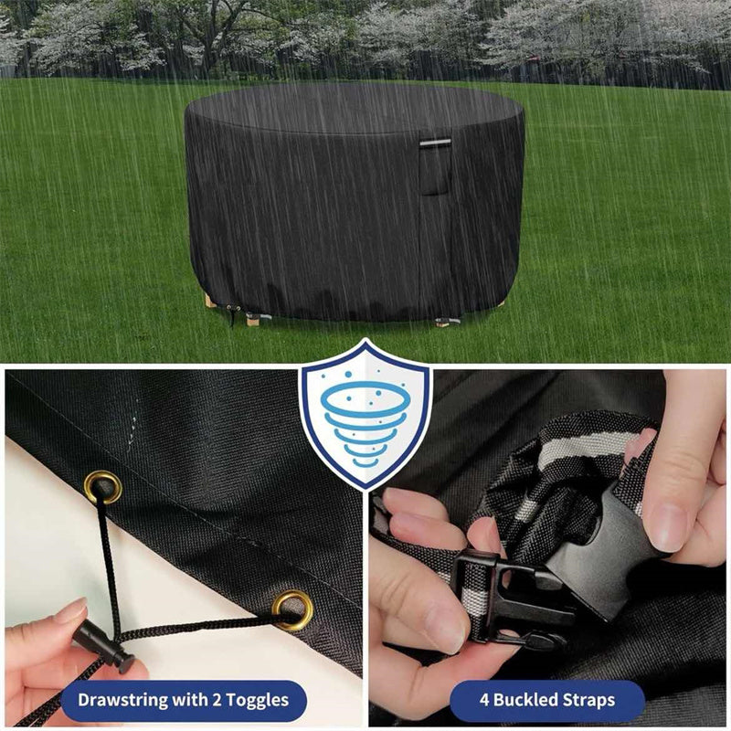 Norvo | Rund Vanntett Møbelbeskyttelse til Hage | Tung-duty, UV-bestandig & Justerbar for Utendørsbord og Stoler