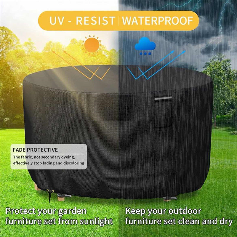 Norvo | Rund Vanntett Møbelbeskyttelse til Hage | Tung-duty, UV-bestandig & Justerbar for Utendørsbord og Stoler