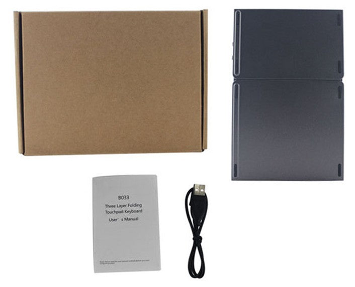 Norvo | Lommevennlig tri-foldet oppladbar Bluetooth3.0-tastatur med sensitiv berøringsplate, for nettbrett, smarttelefoner, bærbare datamaskiner, PC og mer