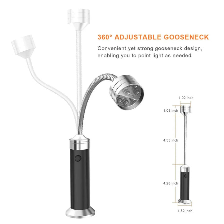 Norvo | Magnetisk BBQ Lys med 360° Rotasjon og Lyse Hvite LED-lamper