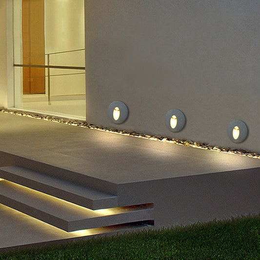 Norvo | Moderne Art Deco Rund Firkan Aluminium Vanntett LED Vegglys for Gangene