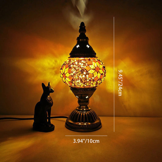Norvo | Tradisjonell Tiffany Oval Glass Jern 1-Lys Bordlampe for Stuen