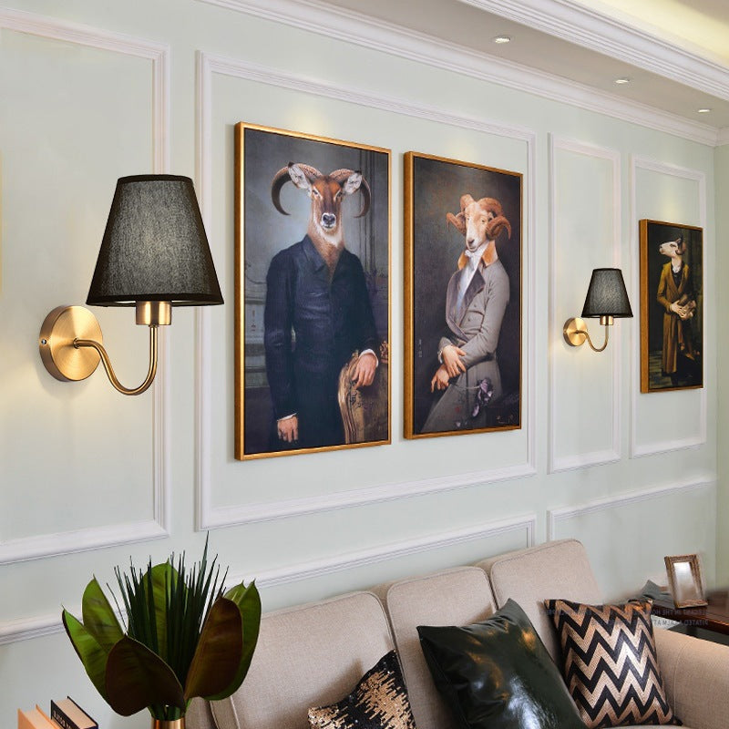 Norvo | Moderne Nordisk Rund Bøyd Stang Jern Tøy Nyttelys 1-Lykt Vegglampe for Stue