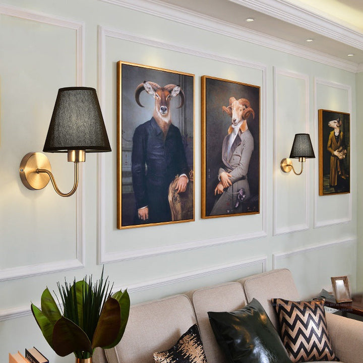 Norvo | Moderne Nordisk Rund Bøyd Stang Jern Tøy Nyttelys 1-Lykt Vegglampe for Stue