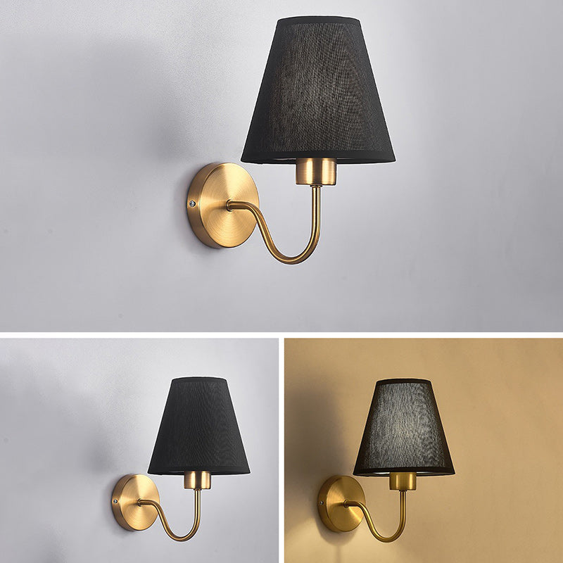 Norvo | Moderne Nordisk Rund Bøyd Stang Jern Tøy Nyttelys 1-Lykt Vegglampe for Stue