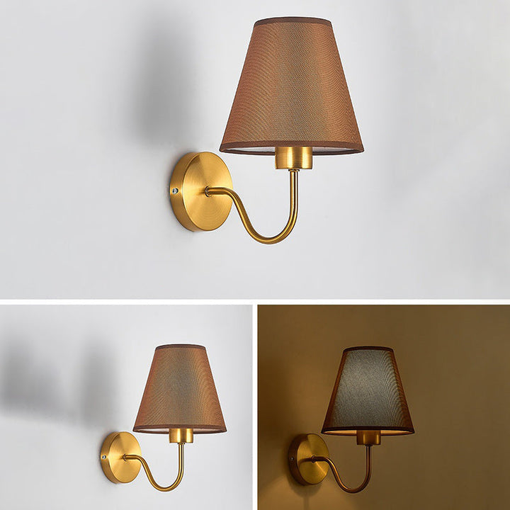 Norvo | Moderne Nordisk Rund Bøyd Stang Jern Tøy Nyttelys 1-Lykt Vegglampe for Stue