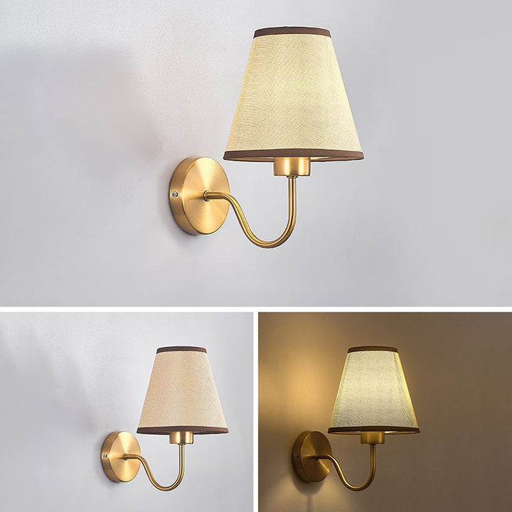 Norvo | Moderne Nordisk Rund Bøyd Stang Jern Tøy Nyttelys 1-Lykt Vegglampe for Stue