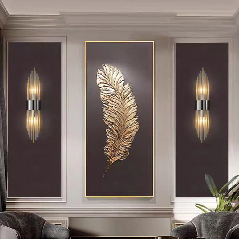 Norvo | Moderne Nordisk Rund Pipe Lang Rustfritt Stål Krystall 2-Lys Vegglampe Til Stue