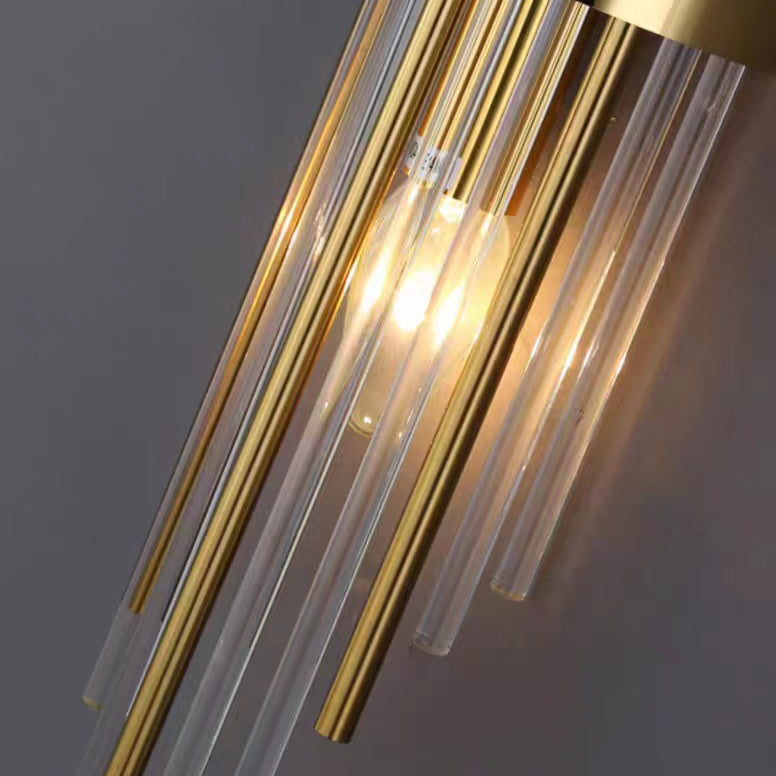 Norvo | Moderne Nordisk Rund Pipe Lang Rustfritt Stål Krystall 2-Lys Vegglampe Til Stue