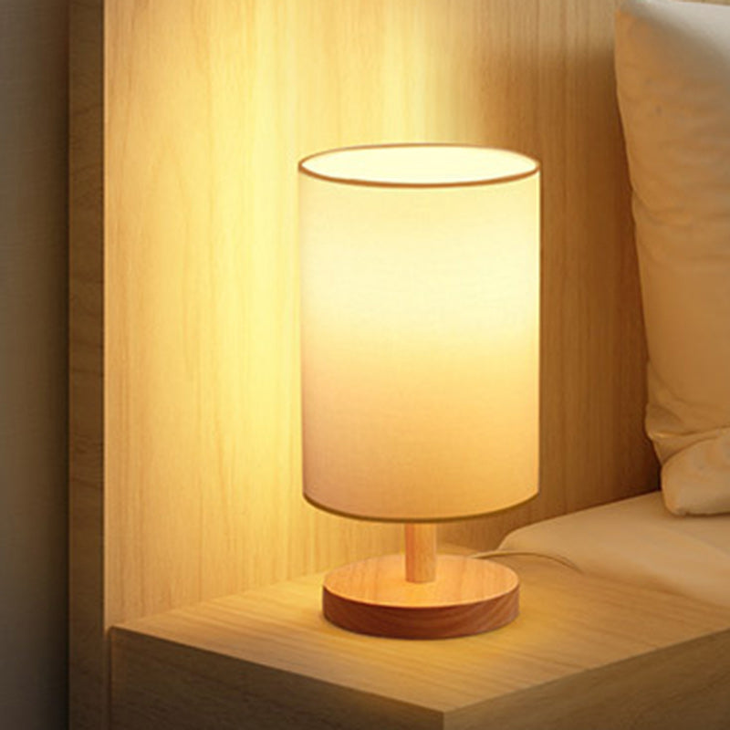 Norvo | Tradisjonell japansk sylinder trestoff 1-lamps bordlampe for stuen