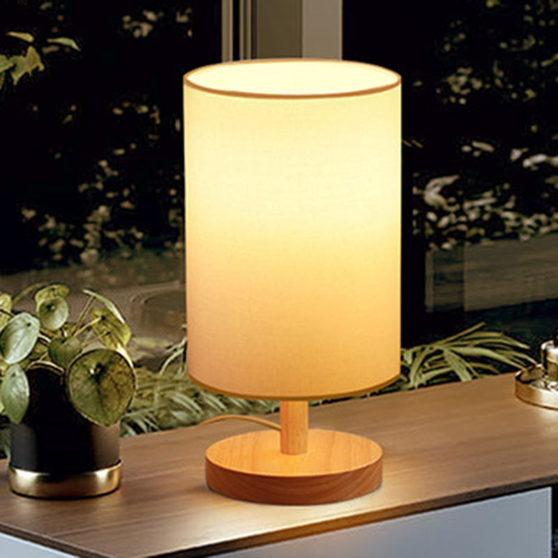 Norvo | Tradisjonell japansk sylinder trestoff 1-lamps bordlampe for stuen